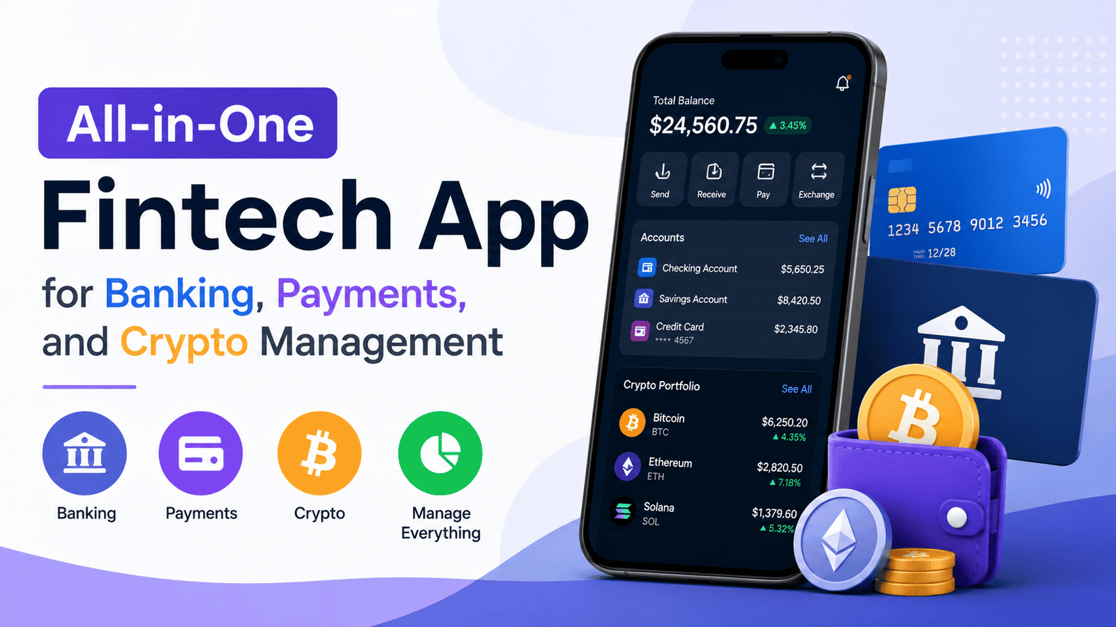 All in One Fintech App for Banking Payments, and Crypto Management